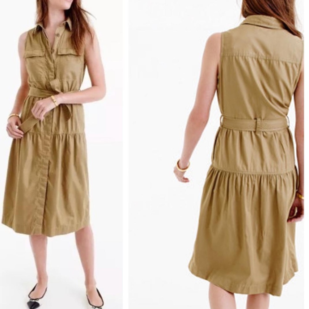 Tiered Fatigue Belted Shirtdress J.Crew